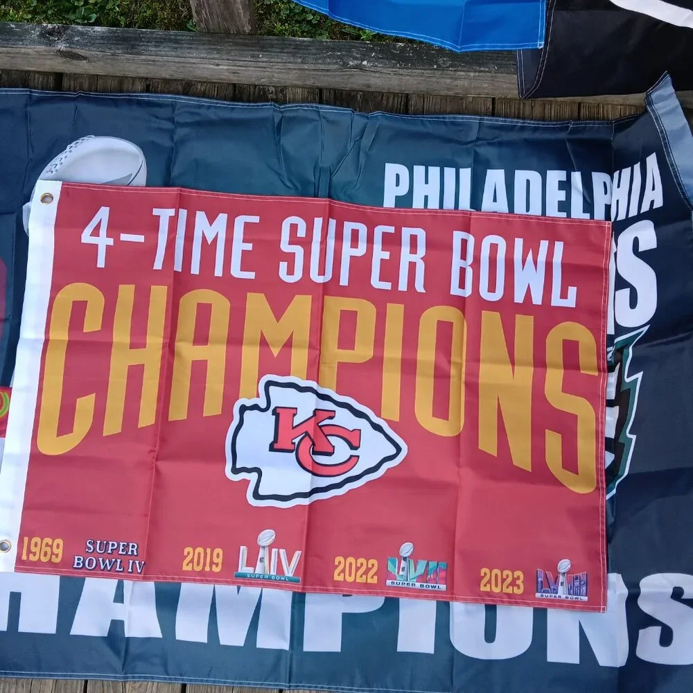 NEW Kansas City Chief 2x3 Double Sided NFL Flag 4 Time Super Bowl Championss